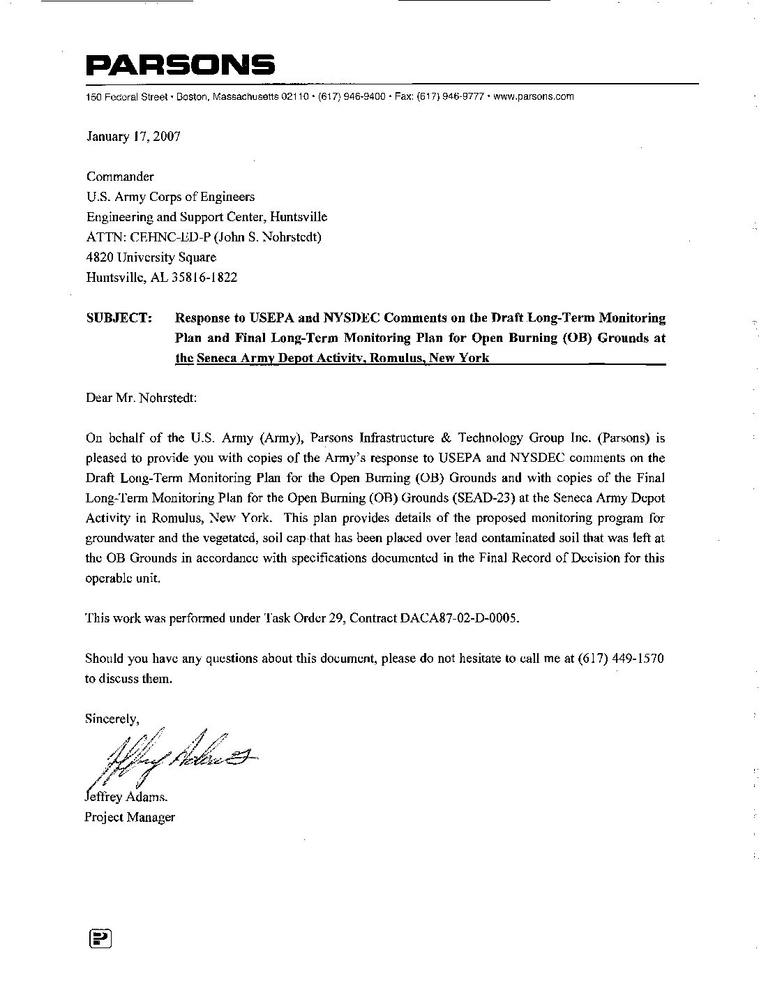 Final OB Grounds LTM Plan – Seneca Army Depot